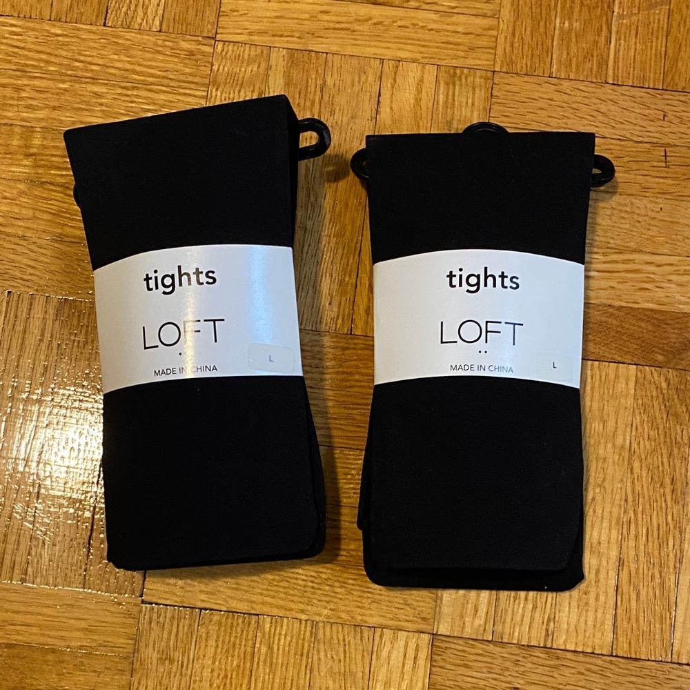LOFT Black Opaque Tights Duo
